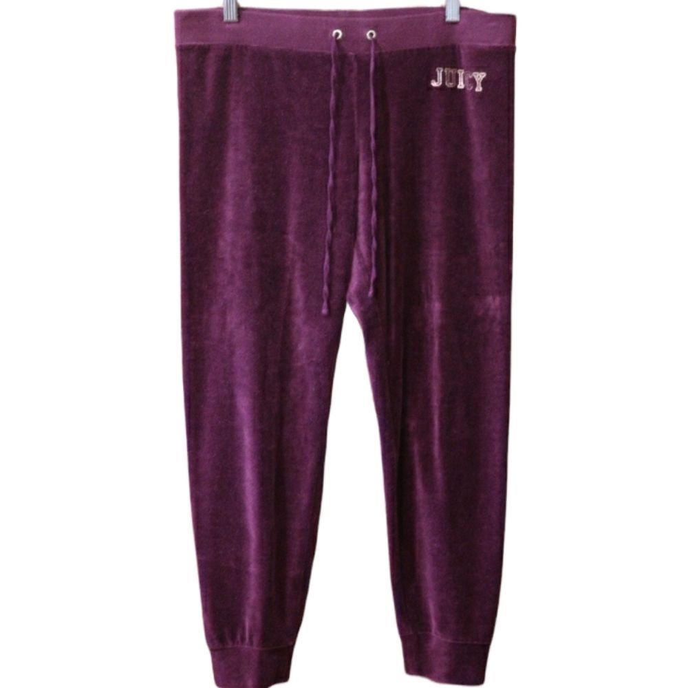 Juicy Couture Maroon & Gold Velour Jogger Pants Y2K Medium